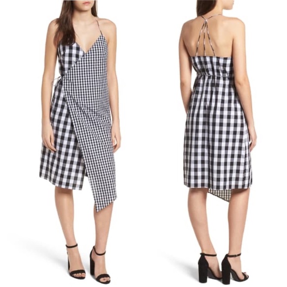 bp Dresses & Skirts - BP. Mixed Gingham Asymmetrical Wrap Dress